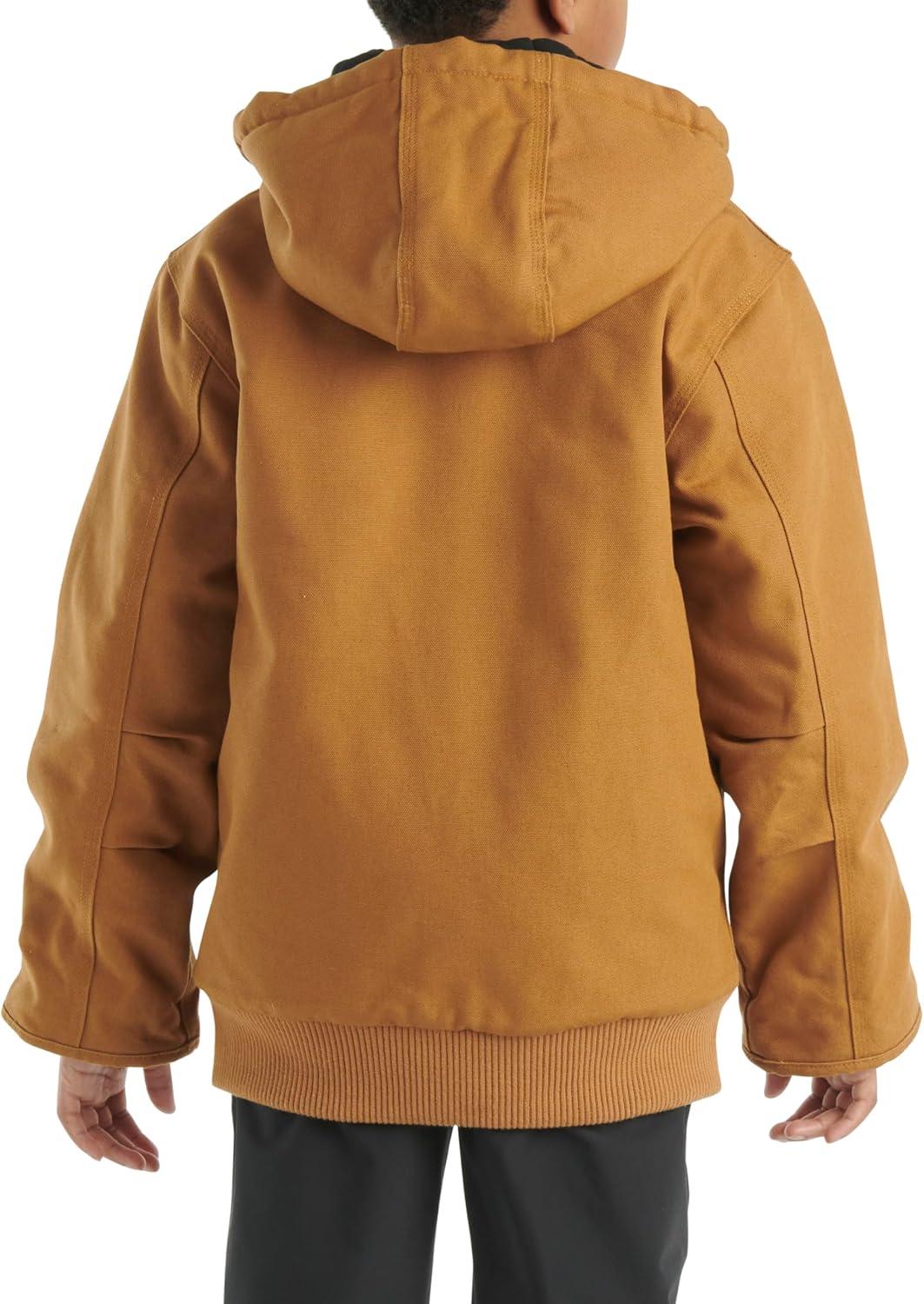 imageCarhartt Boys FlannelLined Hooded Canvas Insulated ZipUp JacketCarhartt Brown