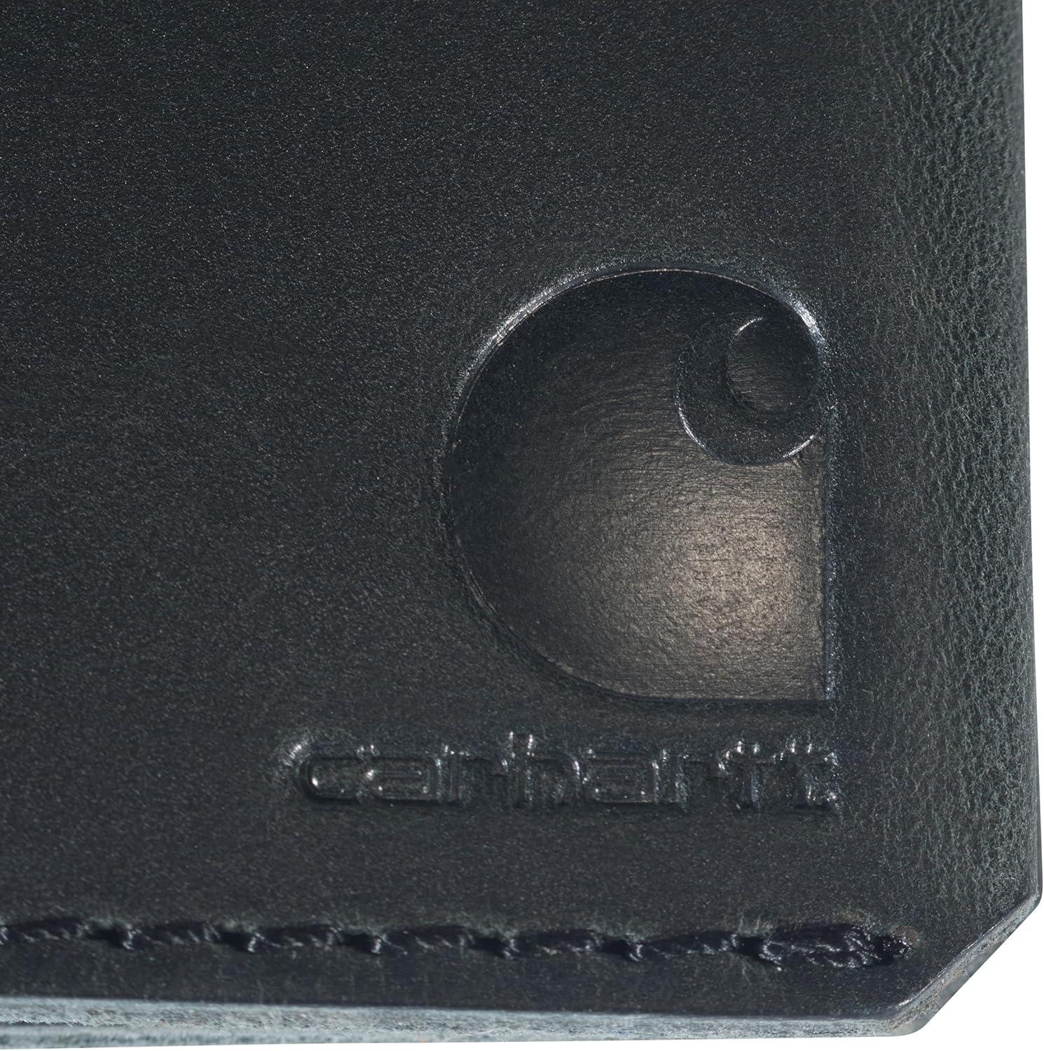 imageCarhartt Mens Craftsman Leather Wallets Available in Multiple Styles and ColorsBlack Front Pocket Bifold