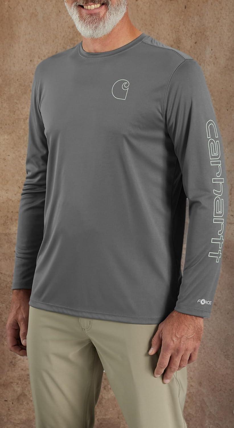 imageCarhartt Mens Force Sun Defender Lightweight LongSleeve Logo Graphic TShirtSteel