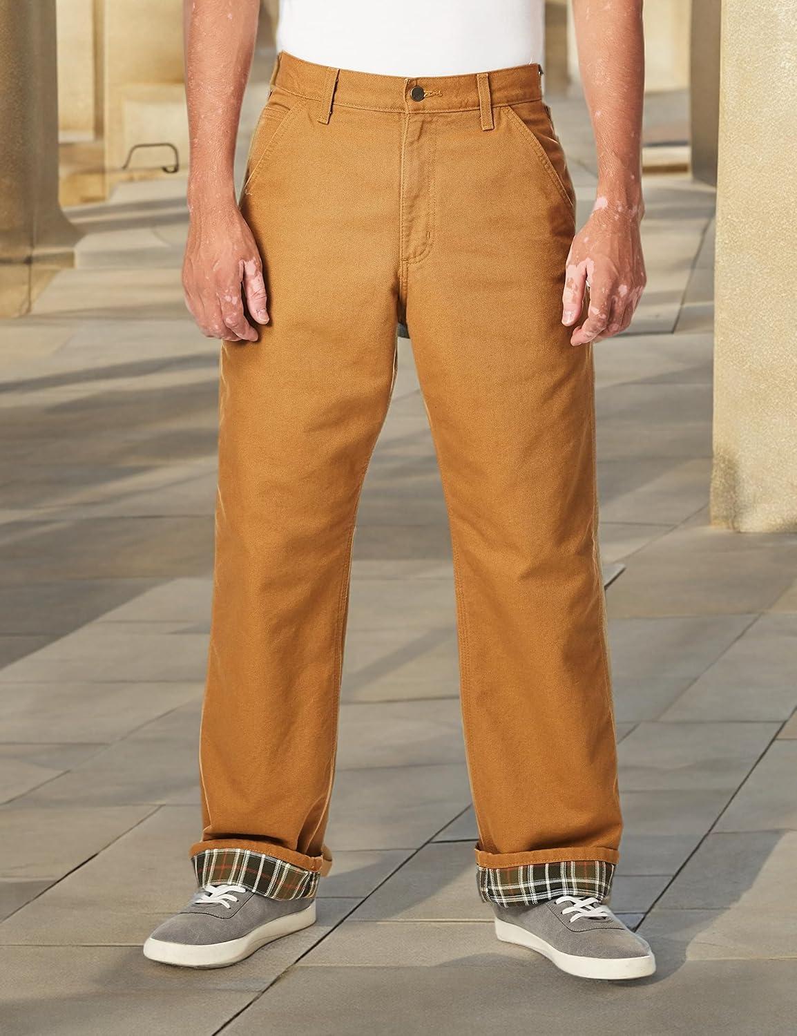 imageCarhartt Mens Loose Straight Washed Duck Lined DungareeCarhartt Brown