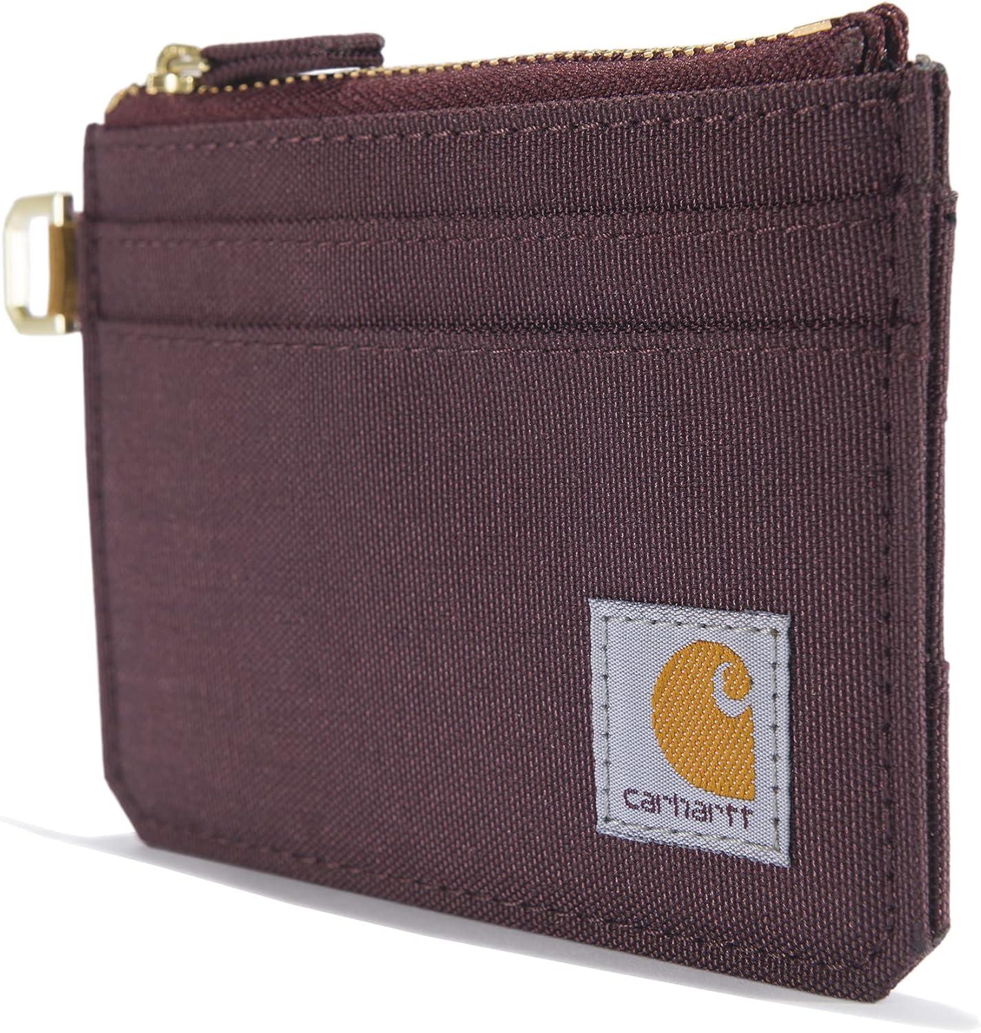 imageCarhartt Womens Casual Nylon Duck Zippered Card Keeper WalletsDeep Wine