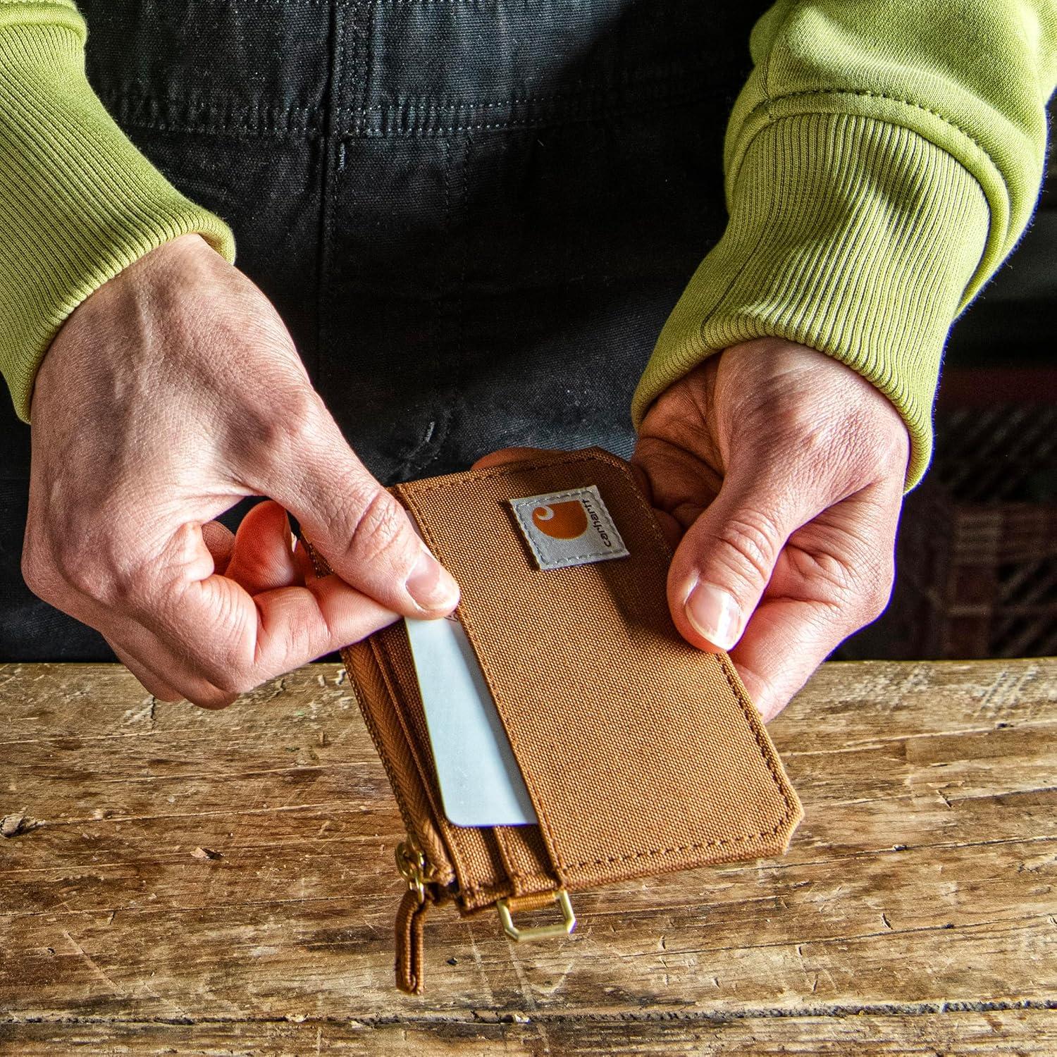 imageCarhartt Womens Casual Nylon Duck Zippered Card Keeper WalletsNylon Duck Zippered Carhartt Brown