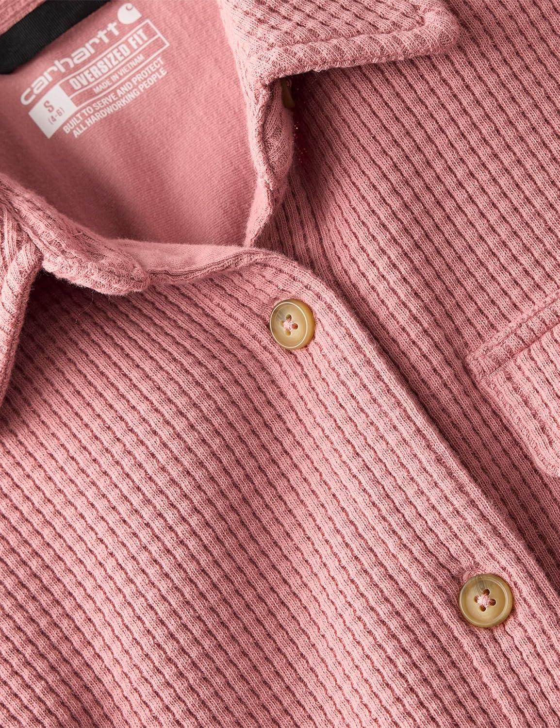 imageCarhartt Womens Oversizedfit Heavyweight Waffle Knit ShirtRose Tint