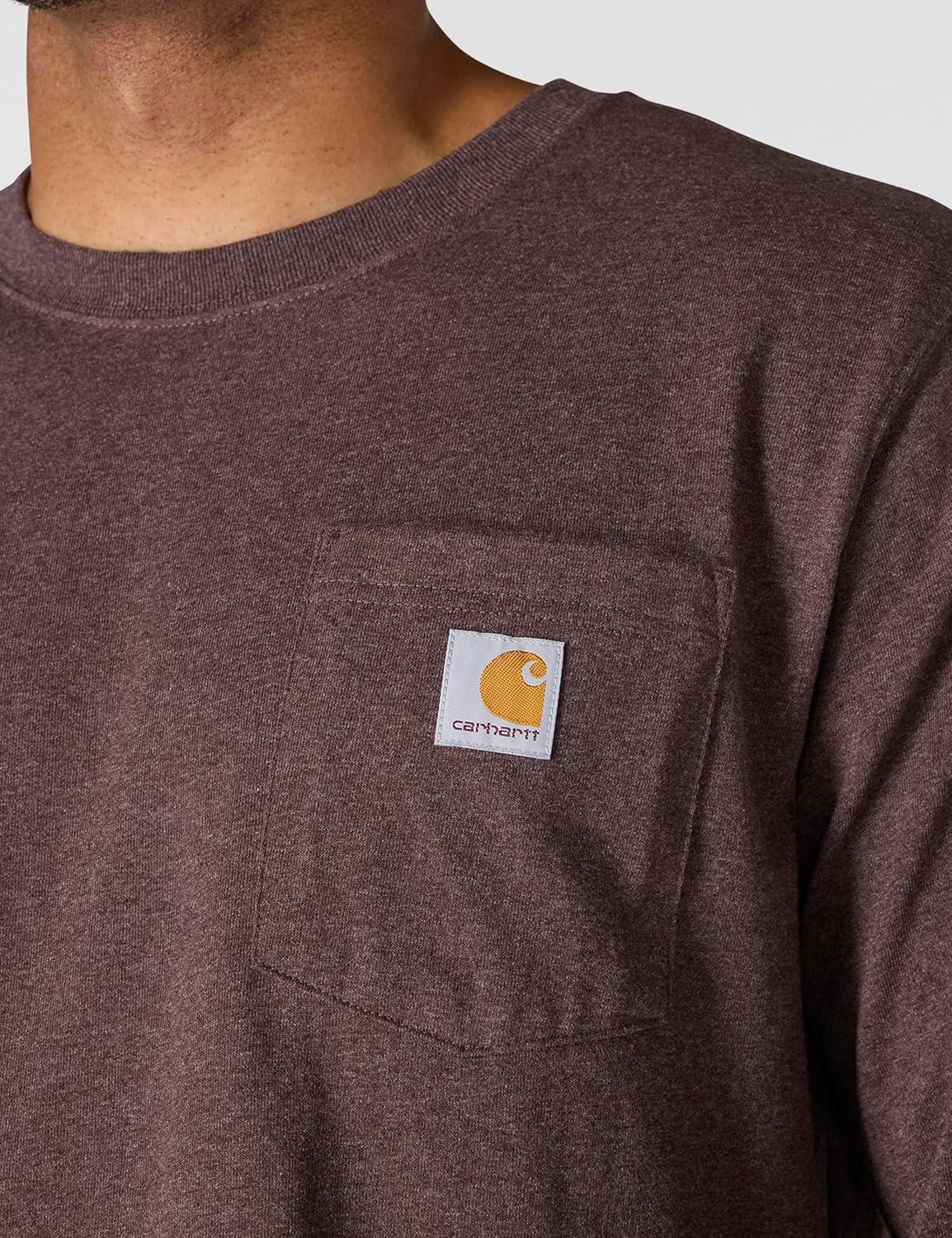 imageCarhartt mens Relaxed Fit Heavyweight Longsleeve Pocket C Graphic TshirtDark Sepia Heather