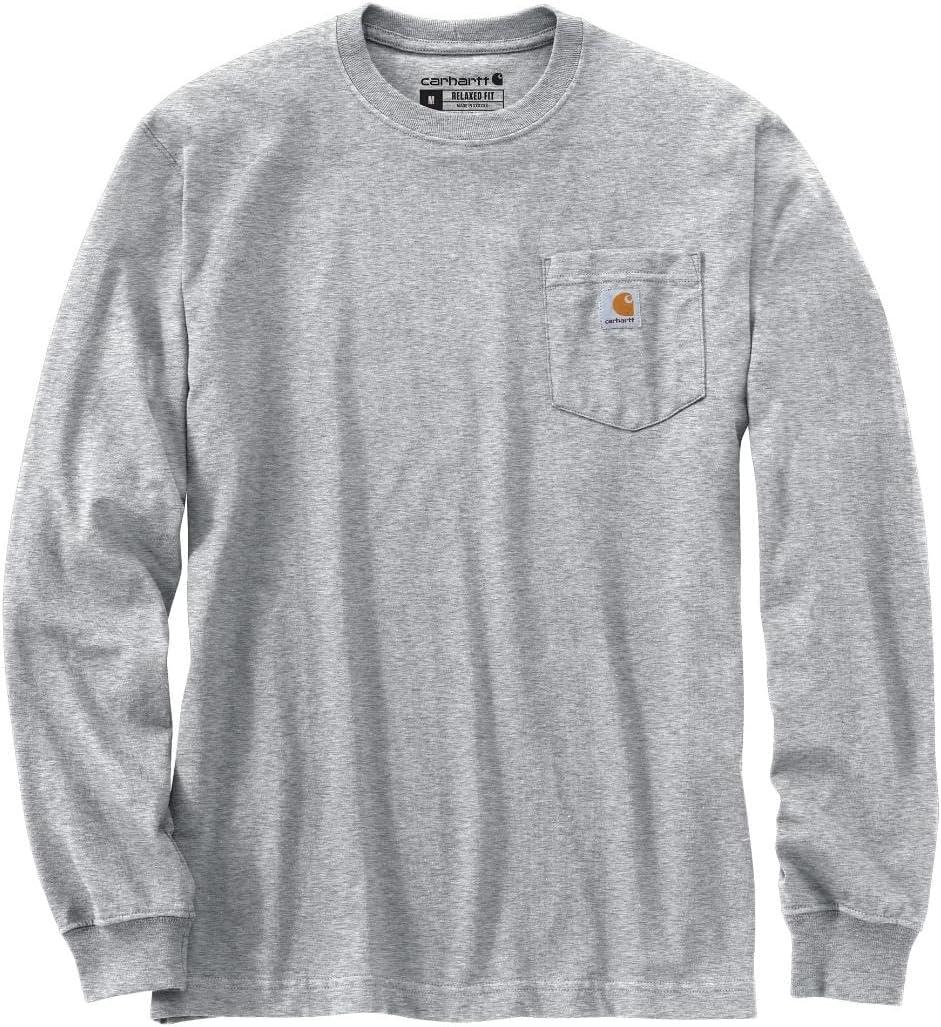 imageCarhartt mens Relaxed Fit Heavyweight Longsleeve Pocket C Graphic TshirtHeather Gray