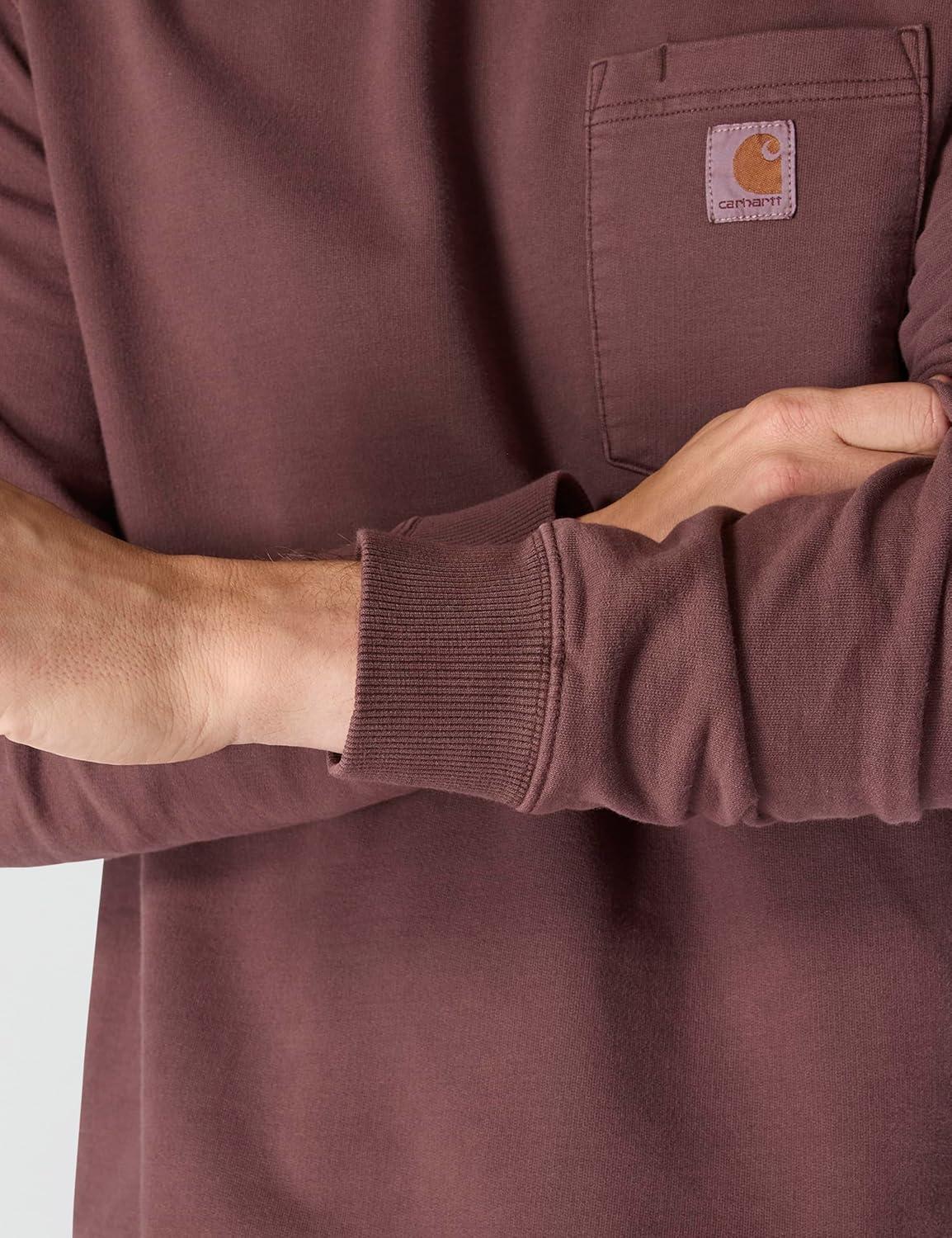 imageCarhartt mens Relaxed Fit Midweight Garment Dye French Terry Crewneck Pocket SweatshirtDark Sepia