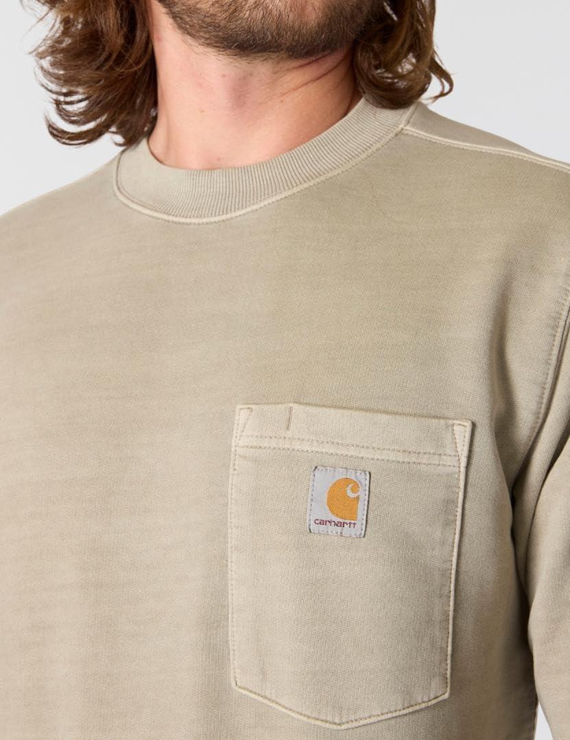 imageCarhartt mens Relaxed Fit Midweight Garment Dye French Terry Crewneck Pocket SweatshirtGreige