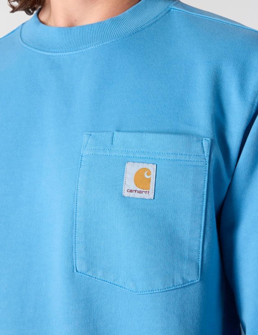 imageCarhartt mens Relaxed Fit Midweight Garment Dye French Terry Crewneck Pocket SweatshirtHorizon Blue