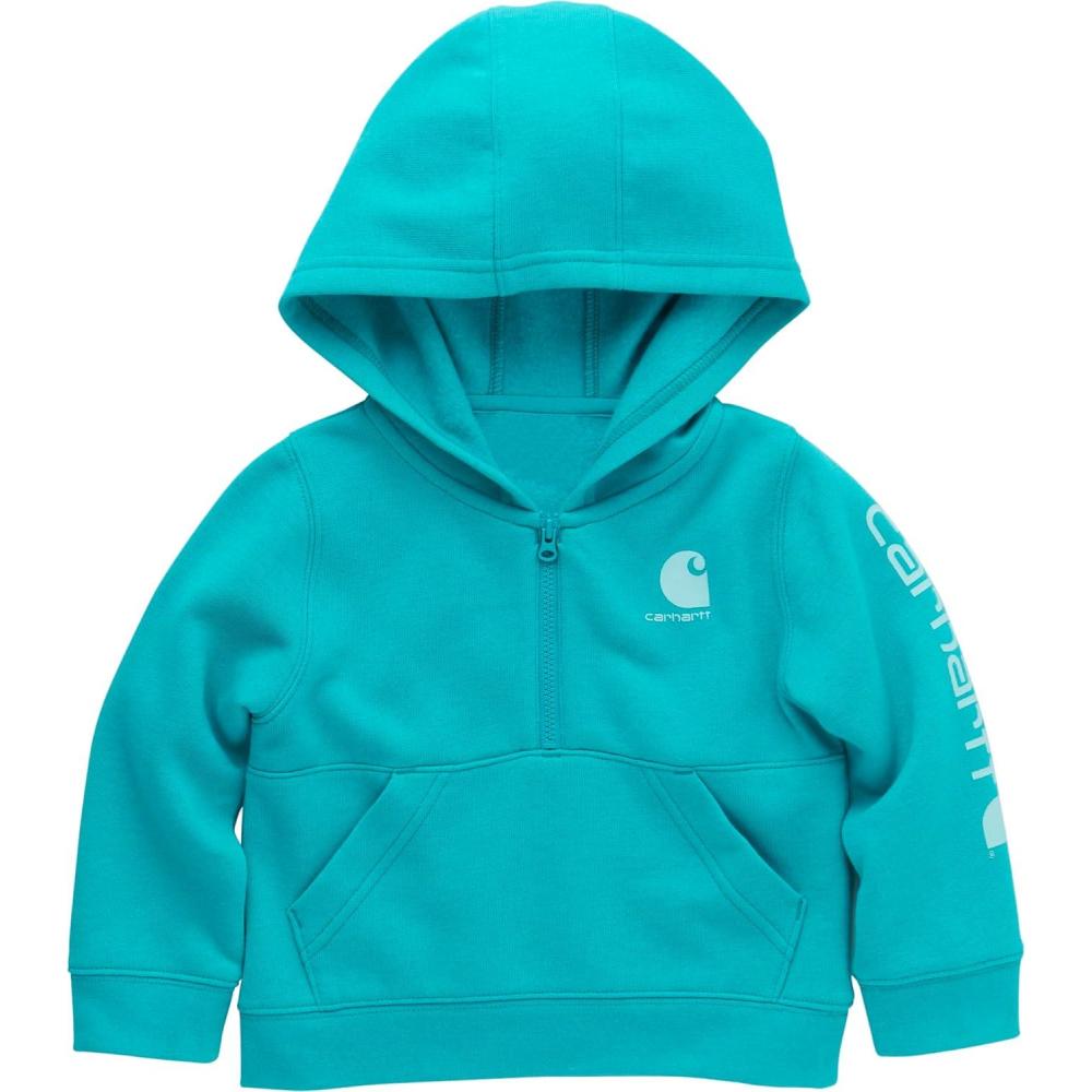 imageCarhartt Baby ampamp Toddler Girls HalfZip Hooded SweatshirtCeramic Teal Heather
