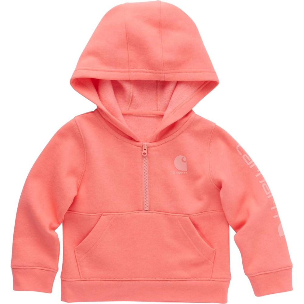 imageCarhartt Baby ampamp Toddler Girls HalfZip Hooded SweatshirtShell Pink Heather