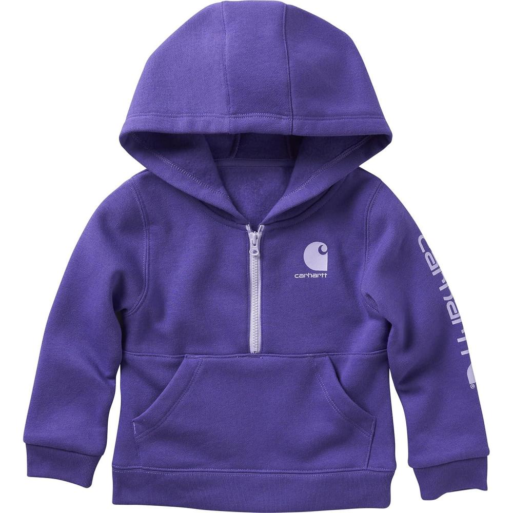 imageCarhartt Baby ampamp Toddler Girls HalfZip Hooded SweatshirtUltra Violet