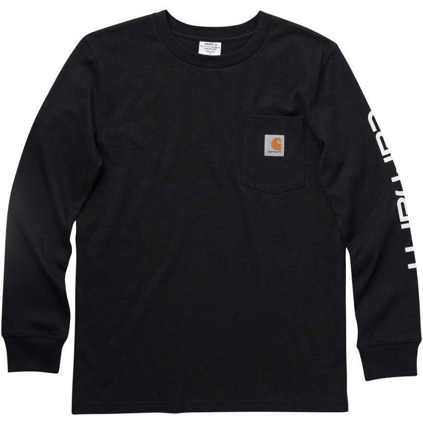 imageCarhartt Kids CA6619 LongSleeve Graphic Pocket TShirtCaviar Black