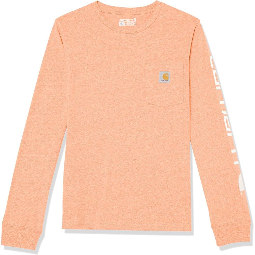 imageCarhartt Kids CA6619 LongSleeve Graphic Pocket TShirtMock Orange Heather
