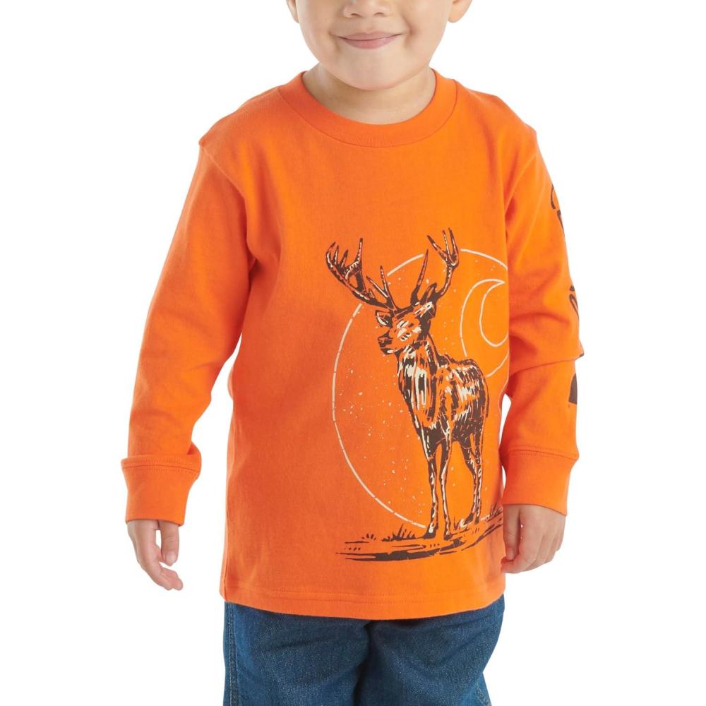 imageCarhartt Kids CA6619 LongSleeve Graphic Pocket TShirtOrangeade Buck