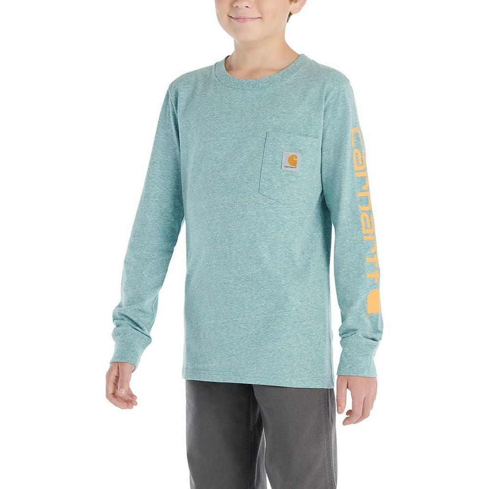 imageCarhartt Kids CA6619 LongSleeve Graphic Pocket TShirtShaded Spruce Heather