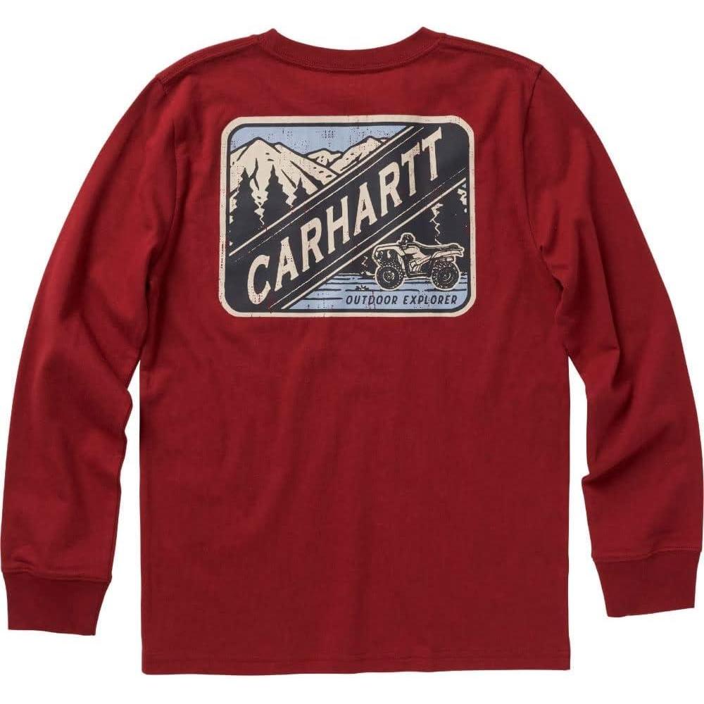 imageCarhartt Kids CA6619 LongSleeve Graphic Pocket TShirtSundried Tomato Heather