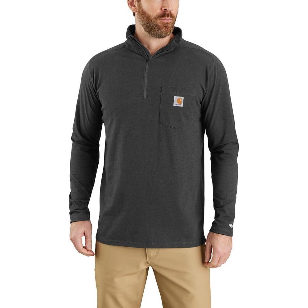 imageCarhartt Mens 104255 Force Relaxed Fit Quarter Zip Pocket TShirtCarbon Heather