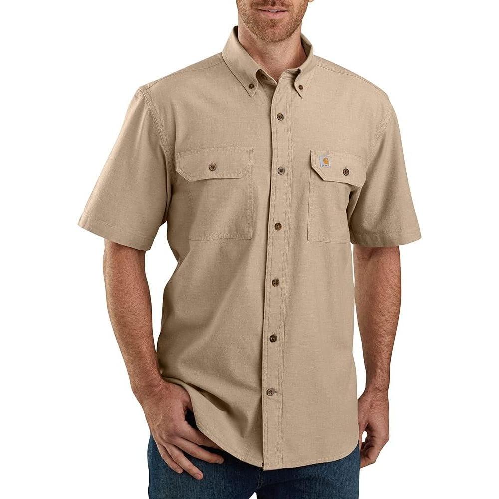 imageCarhartt Mens 104369 Loose Fit Midweight ShirtDark Tan Chambray