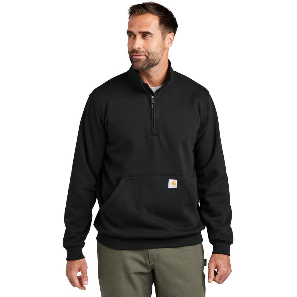 imageCarhartt Mens 105294 Loose Fit Midweight Quarter Zip Mock Neck SweatshirtBlack