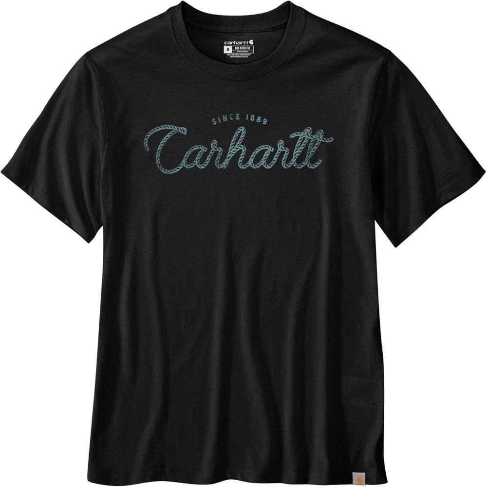imageCarhartt Mens 106531 Relaxed Fit Lightweight ShortSleeve Script Graphic TShiBlack