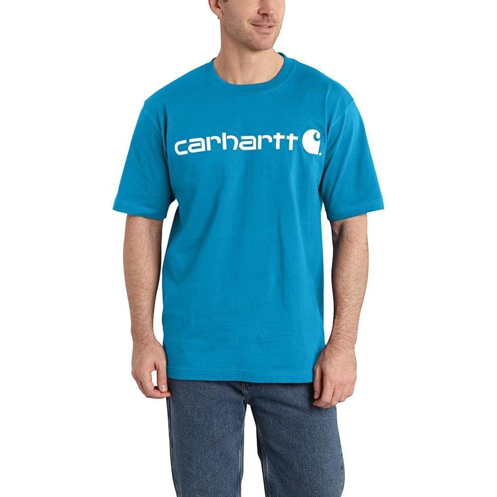 imageCarhartt Mens Big Signature Logo Short Sleeve TShirtAtomic Blue
