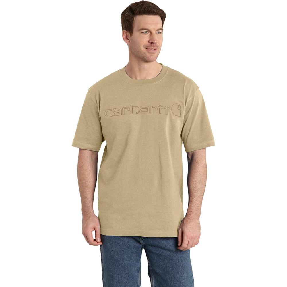imageCarhartt Mens Big Signature Logo Short Sleeve TShirtBeach Heather