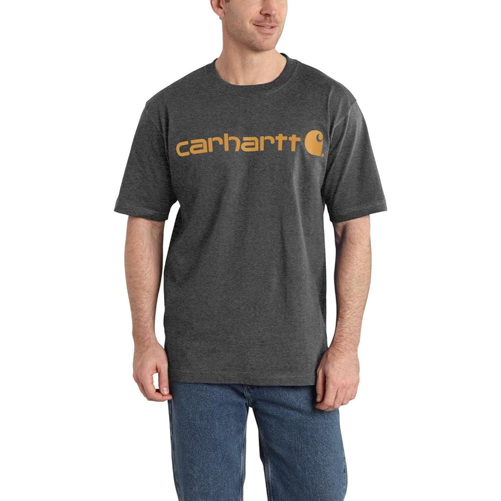 imageCarhartt Mens Big Signature Logo Short Sleeve TShirtCarbon Heather