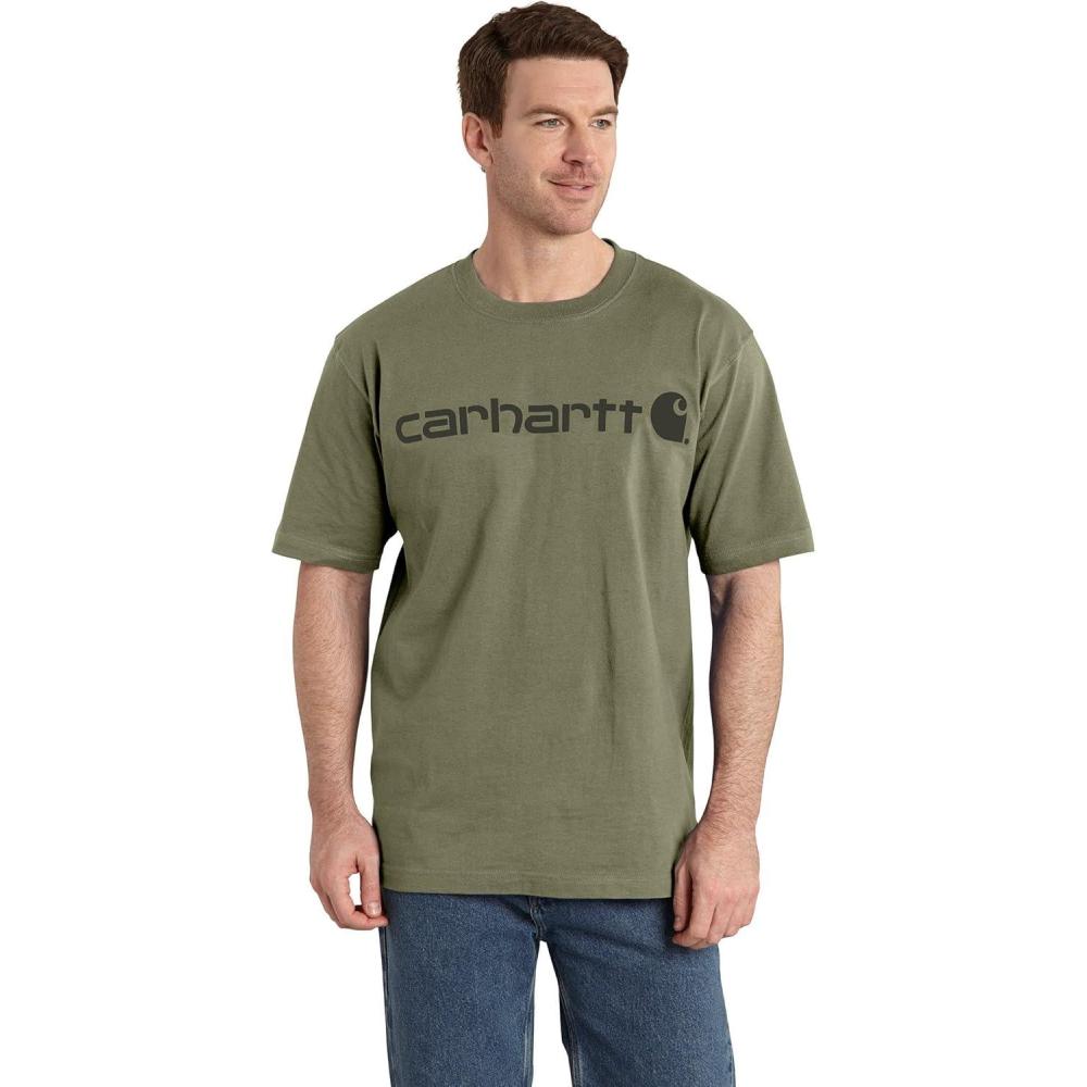 imageCarhartt Mens Big Signature Logo Short Sleeve TShirtDusty Olive