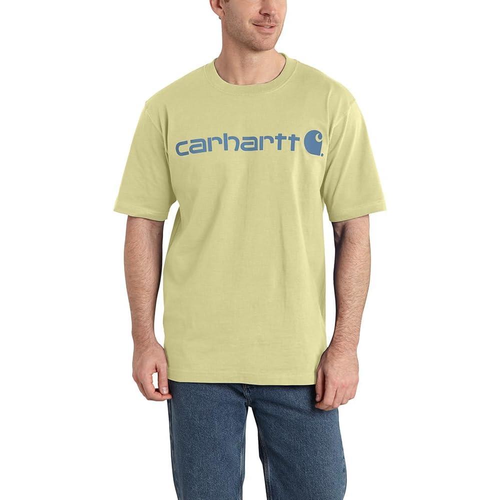 imageCarhartt Mens Big Signature Logo Short Sleeve TShirtLemongrass