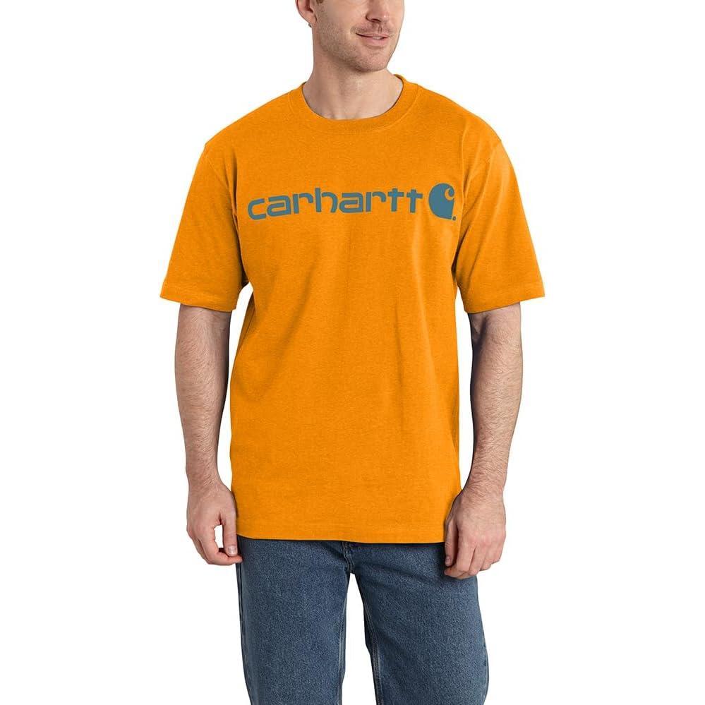 imageCarhartt Mens Big Signature Logo Short Sleeve TShirtRust Heather