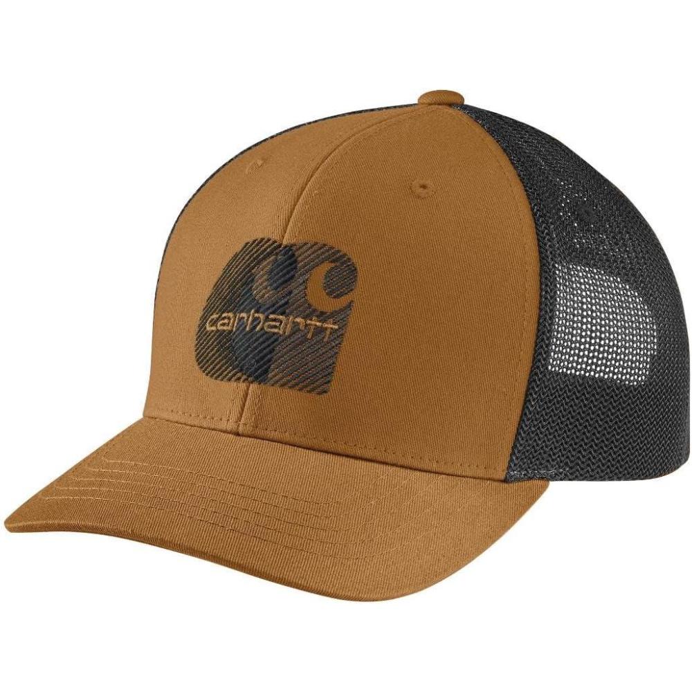 imageCarhartt Mens Canvas MeshBack Logo Embroidered CapCarhartt Brown