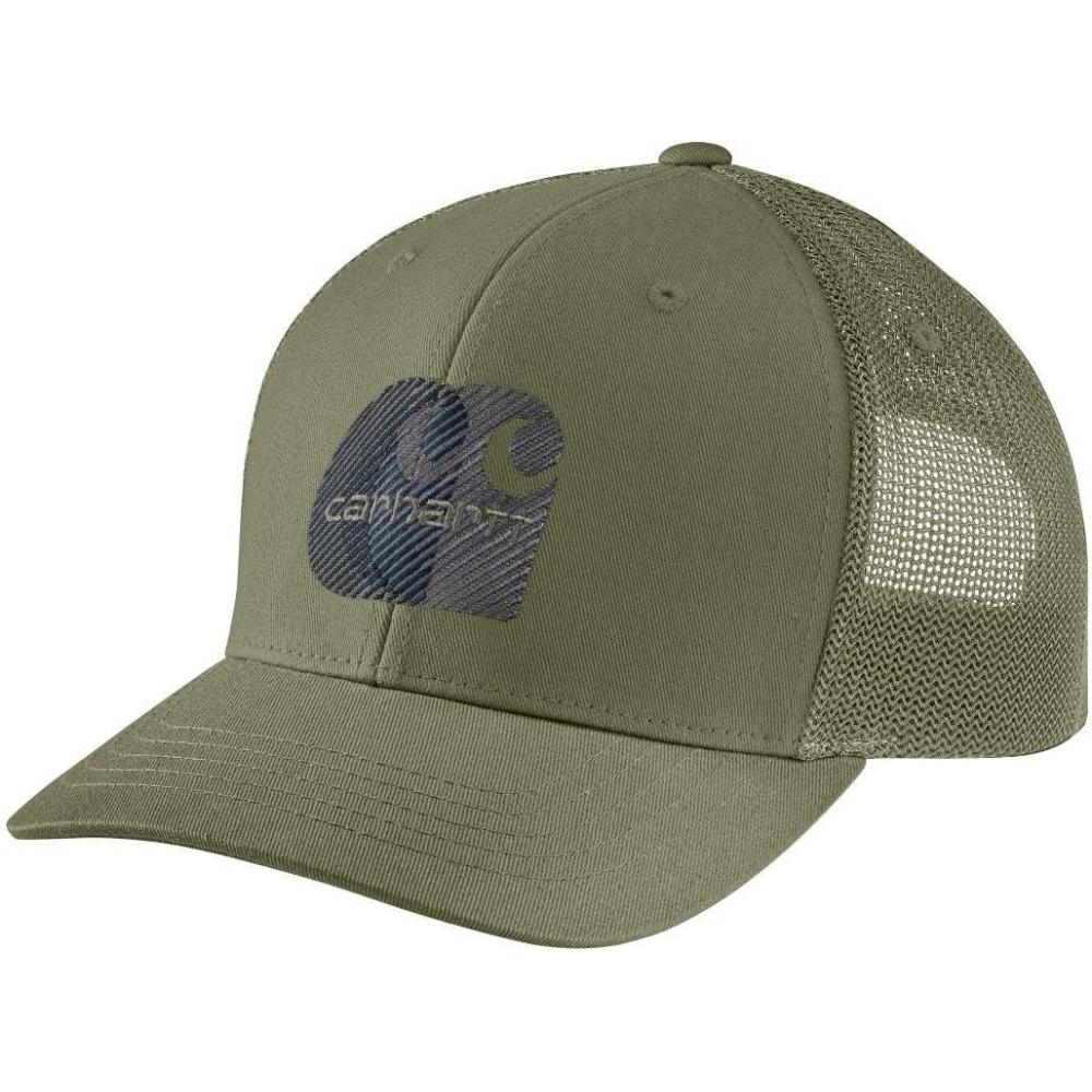 imageCarhartt Mens Canvas MeshBack Logo Embroidered CapDusty Olive