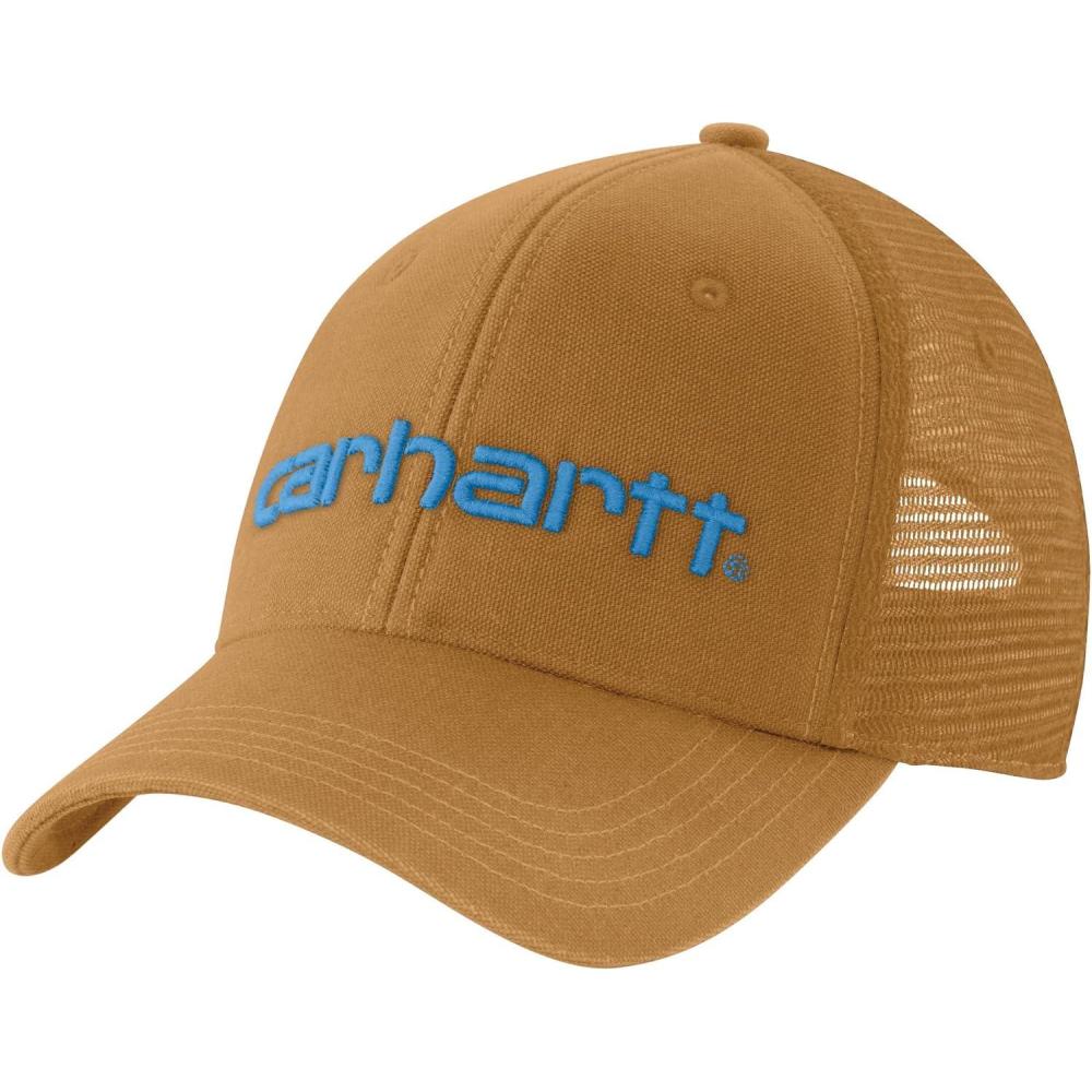 imageCarhartt Mens Canvas MeshBack Logo Graphic CapCarhartt Brown