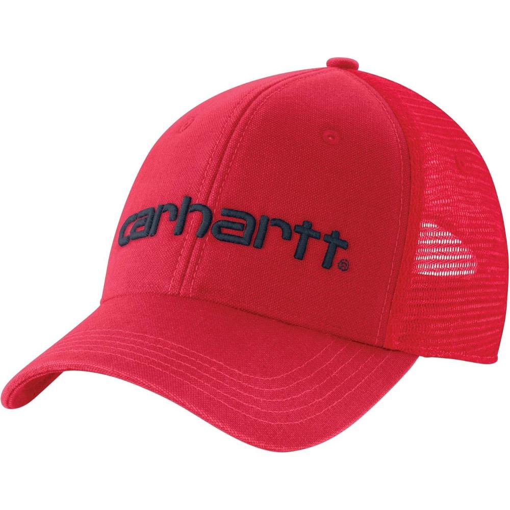 imageCarhartt Mens Canvas MeshBack Logo Graphic CapFire Red