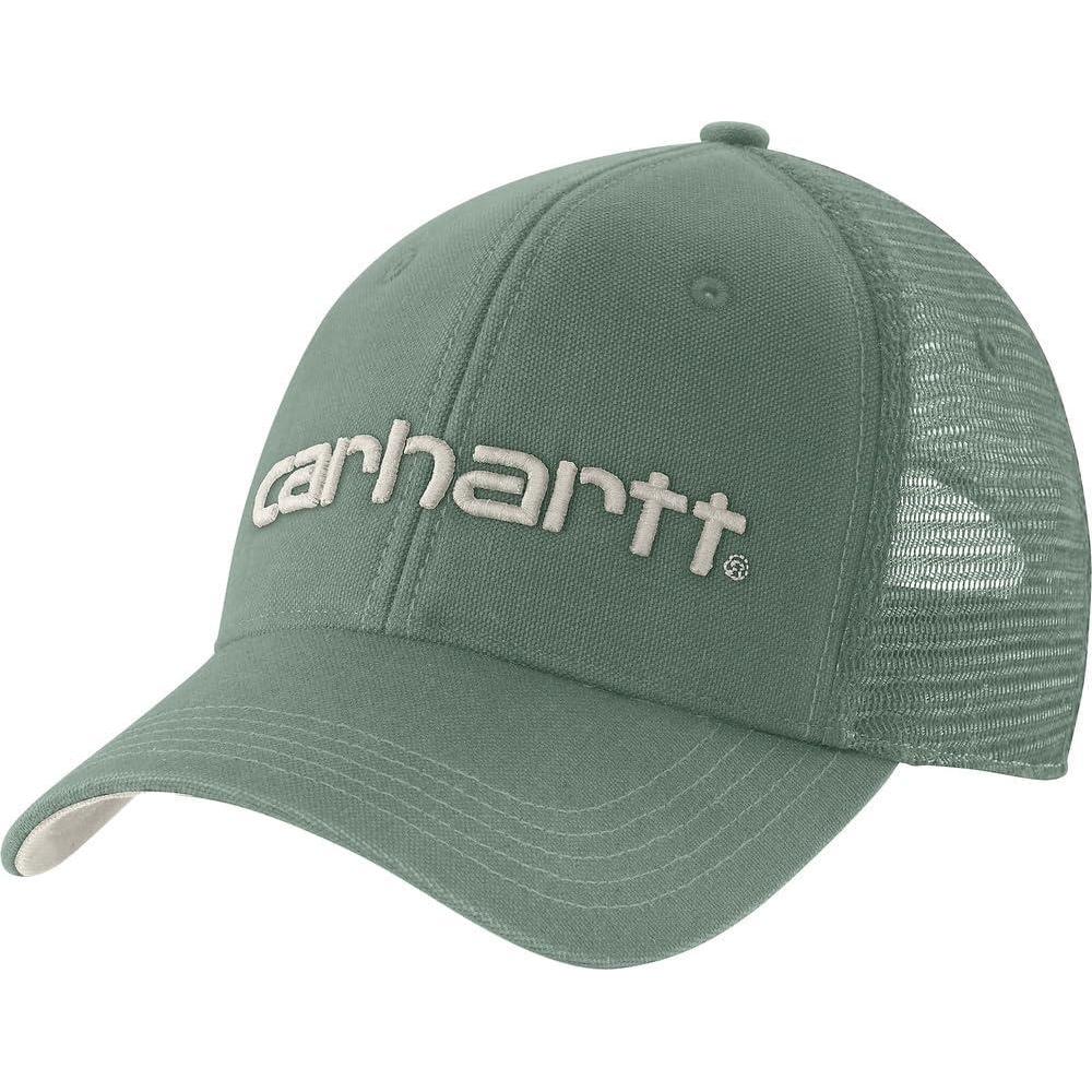 imageCarhartt Mens Canvas MeshBack Logo Graphic CapGreen SlateMalt