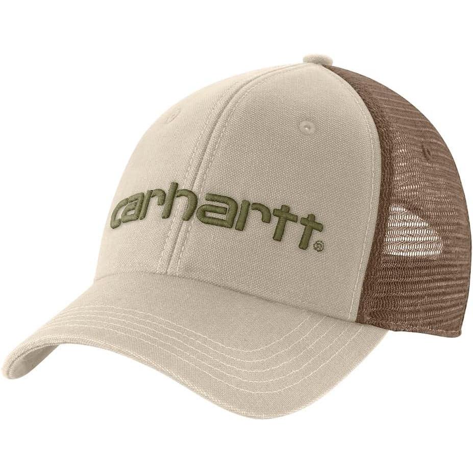 imageCarhartt Mens Canvas MeshBack Logo Graphic CapOat Milk