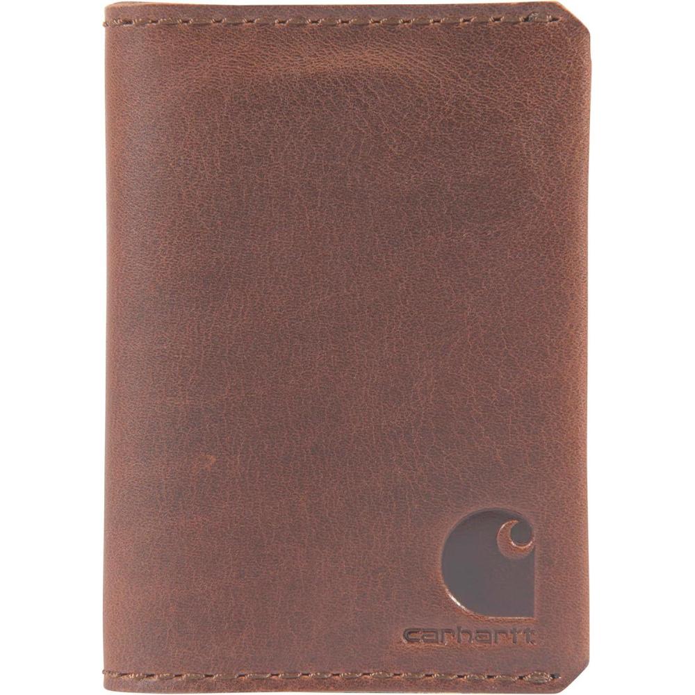 imageCarhartt Mens Craftsman Leather Wallets Available in Multiple Styles and ColorsBrown Front Pocket Bifold