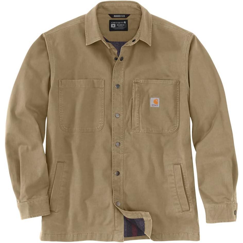 imageCarhartt Mens Flame Resistant Canvas Shirt JacketDark Khaki