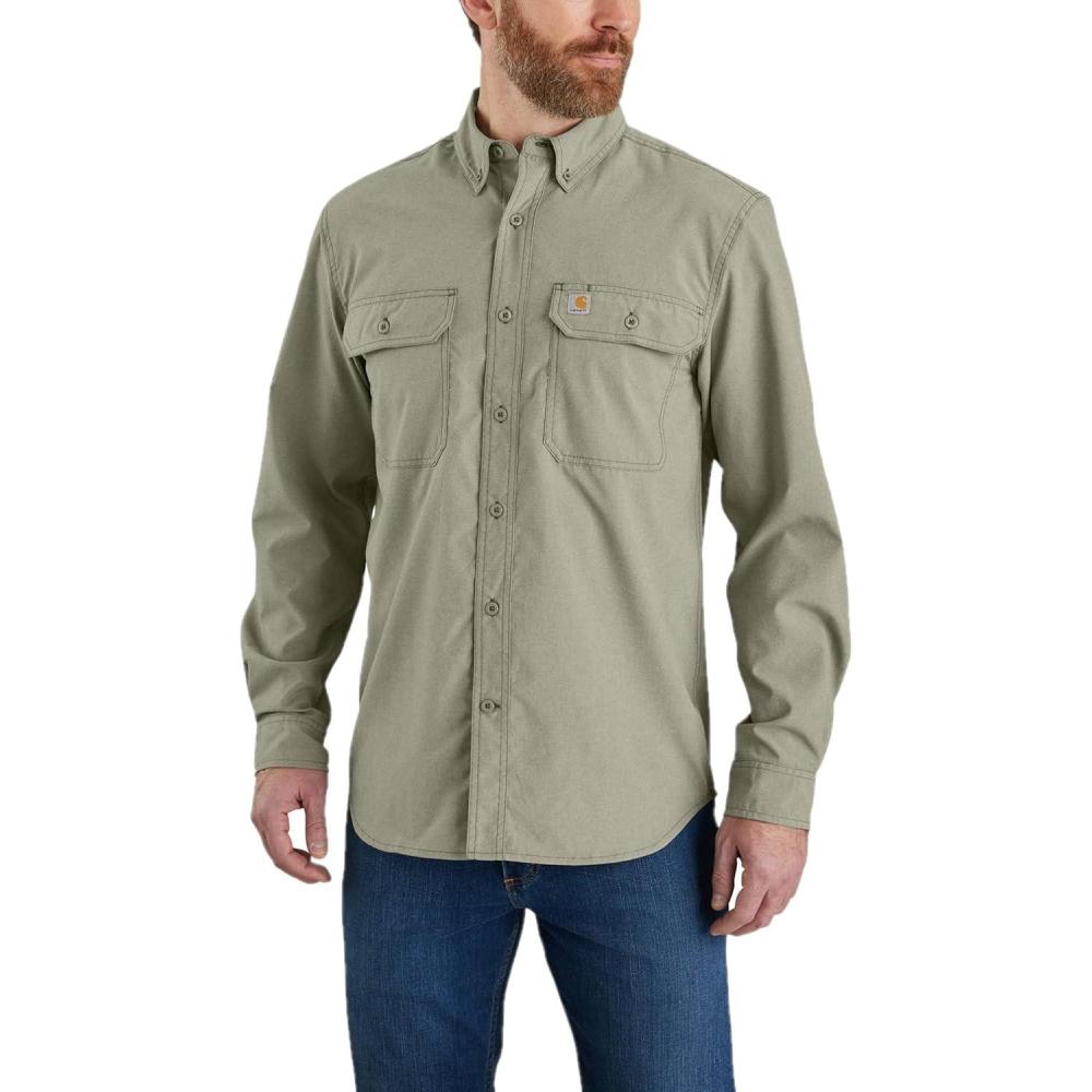 imageCarhartt Mens Force Relaxed Fit Lightweight Long Sleeve ShirtBurnt Olive