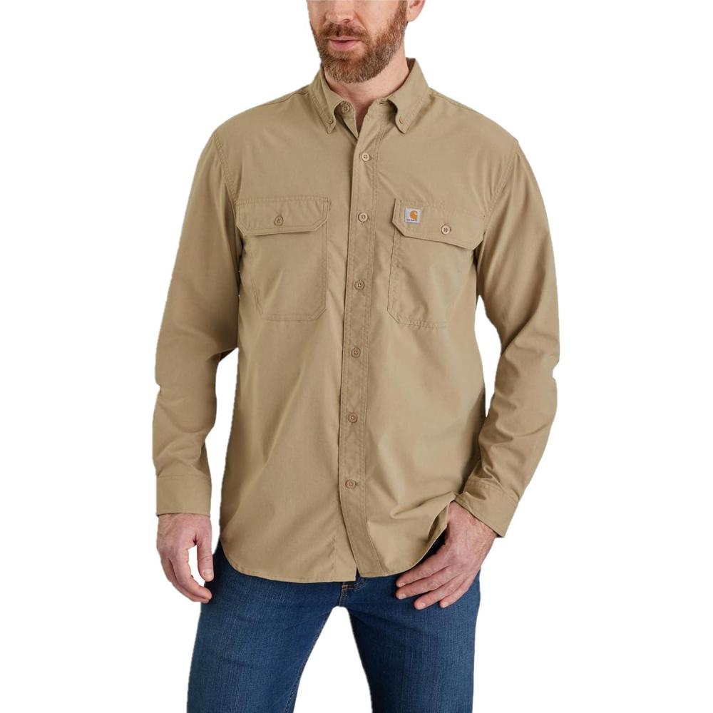 imageCarhartt Mens Force Relaxed Fit Lightweight Long Sleeve ShirtDark Khaki