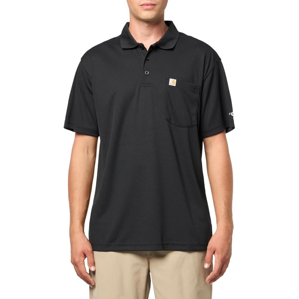imageCarhartt Mens Force Relaxed Fit Lightweight ShortSleeve Pocket PoloBlack