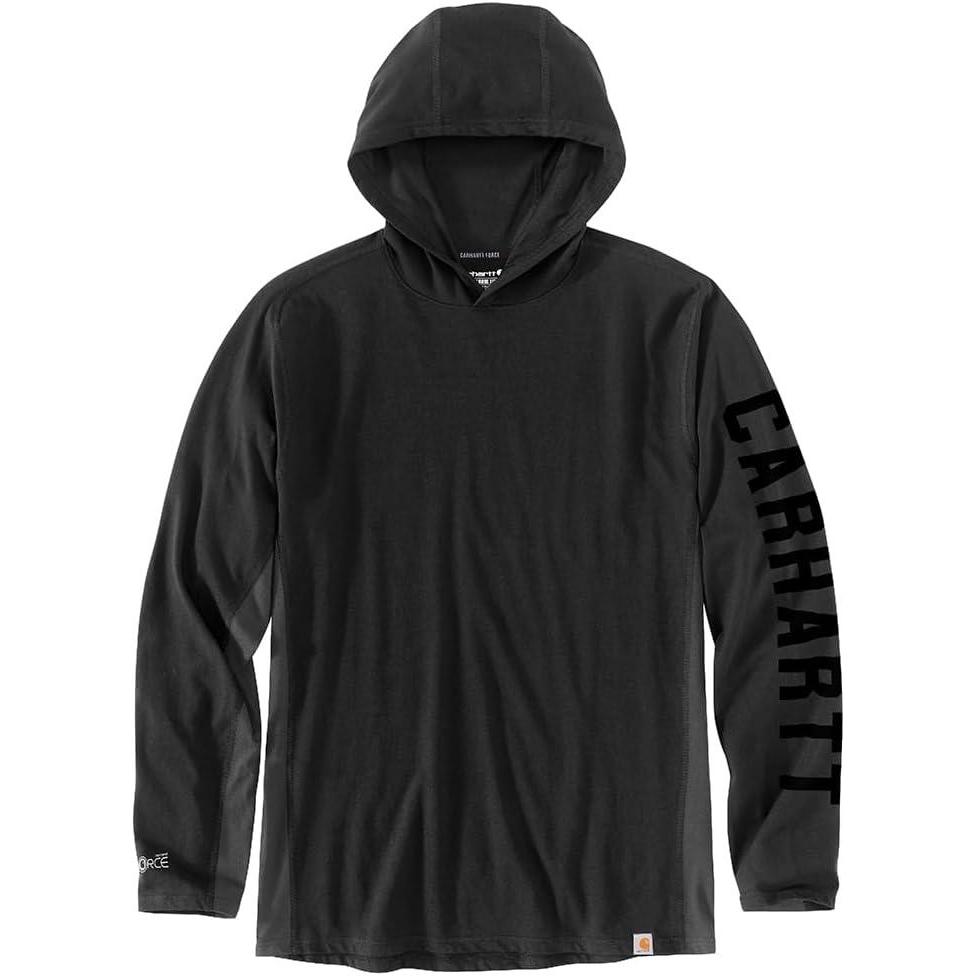 imageCarhartt Mens Force Relaxed Fit Midweight LongSleeve Logo Graphic Hooded TShirtBlack