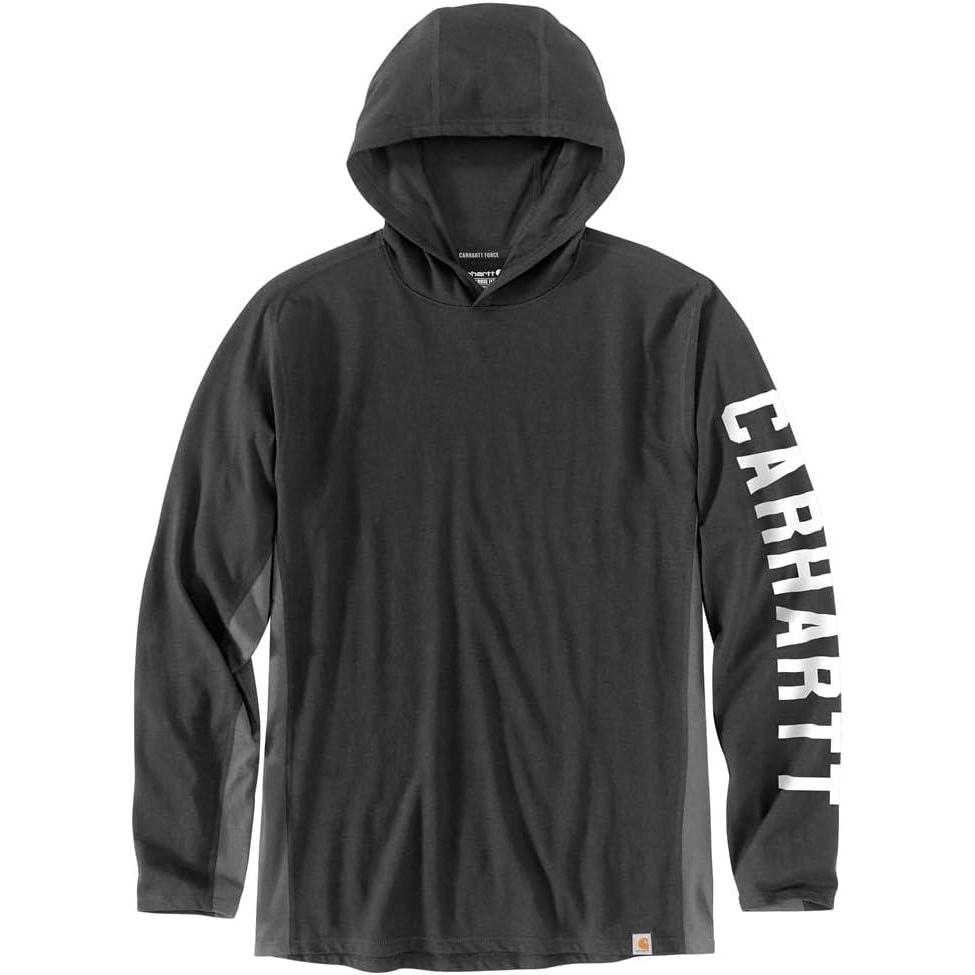 imageCarhartt Mens Force Relaxed Fit Midweight LongSleeve Logo Graphic Hooded TShirtCarbon Heather Closeout