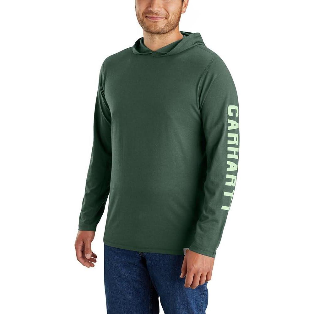 imageCarhartt Mens Force Relaxed Fit Midweight LongSleeve Logo Graphic Hooded TShirtFrosted Balsam