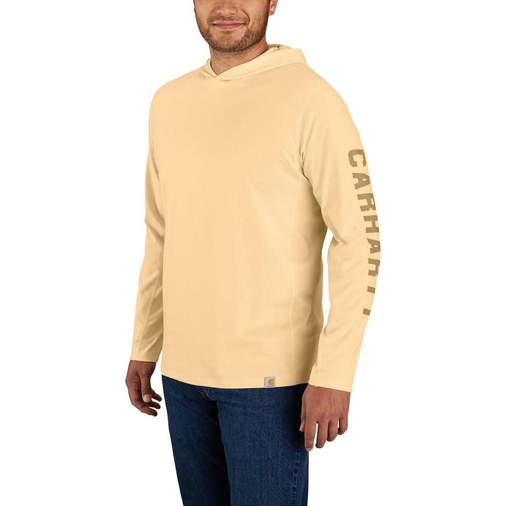 imageCarhartt Mens Force Relaxed Fit Midweight LongSleeve Logo Graphic Hooded TShirtGolden Mist