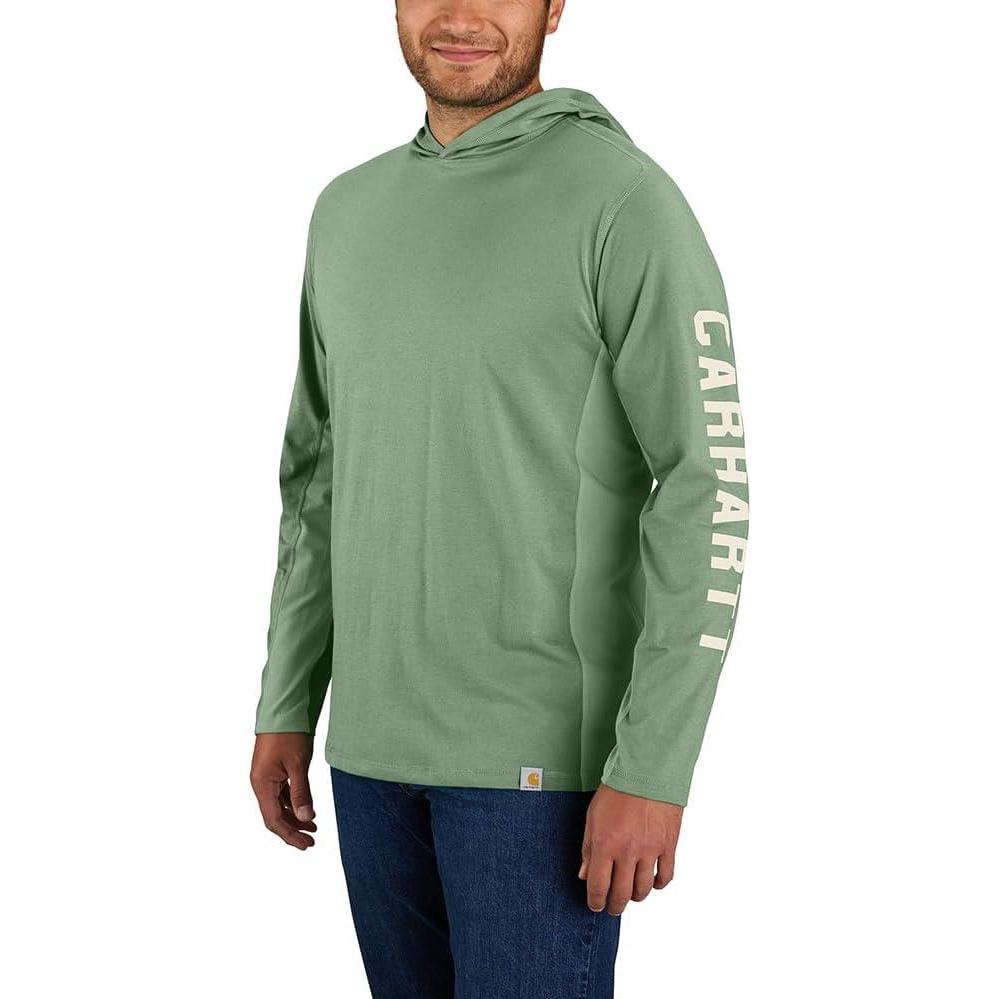 imageCarhartt Mens Force Relaxed Fit Midweight LongSleeve Logo Graphic Hooded TShirtLoden Frost