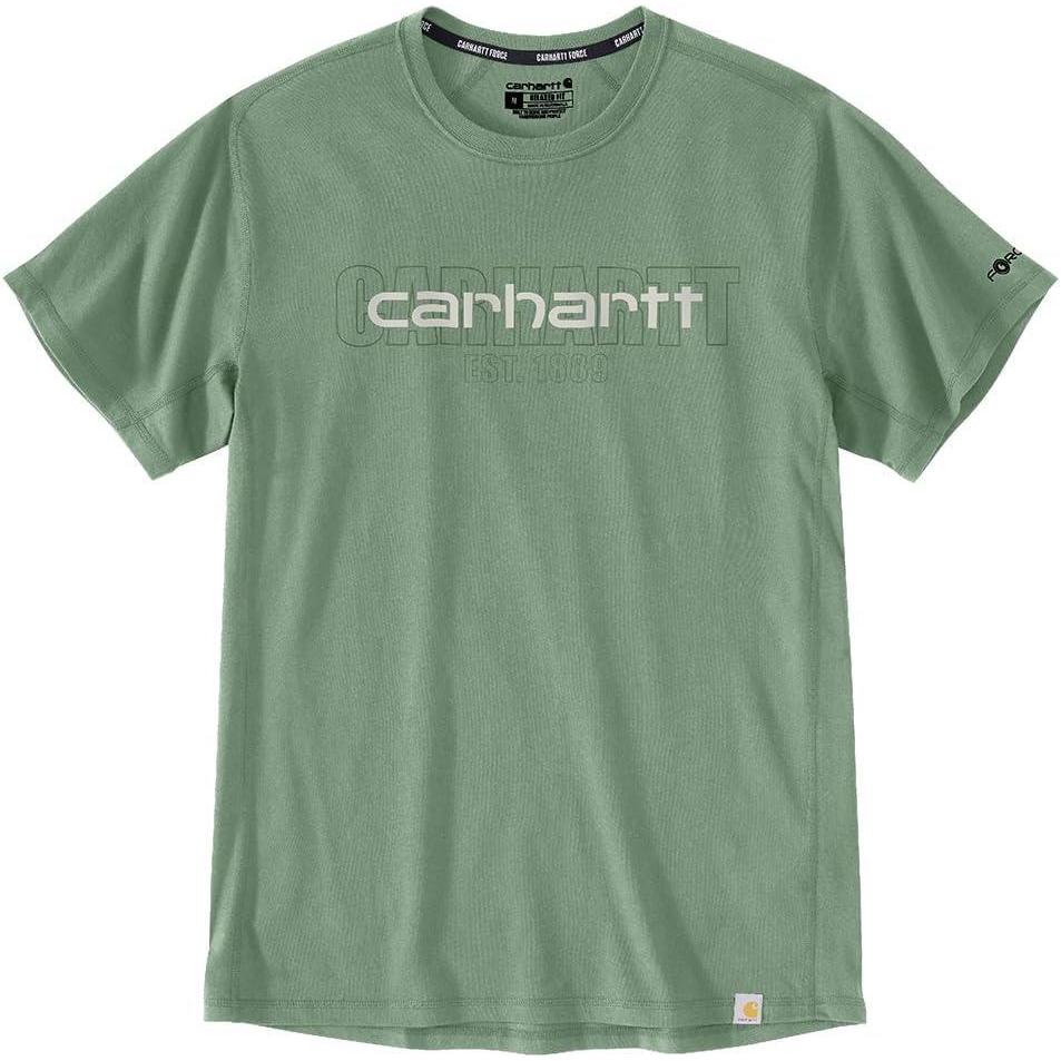imageCarhartt Mens Force Relaxed Fit Midweight ShortSleeve Logo Graphic TShirtLoden Frost