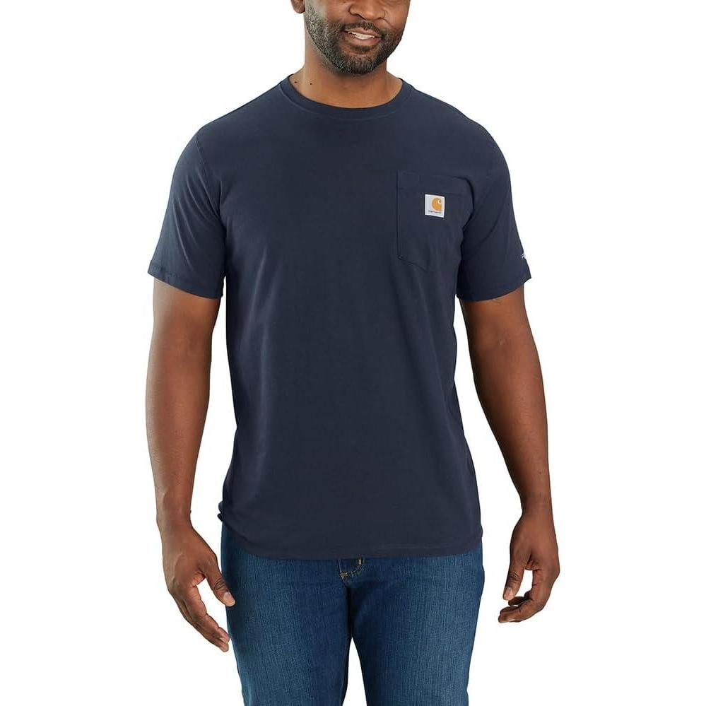 imageCarhartt Mens Force Relaxed Fit Midweight ShortSleeve Pocket TShirtNavy