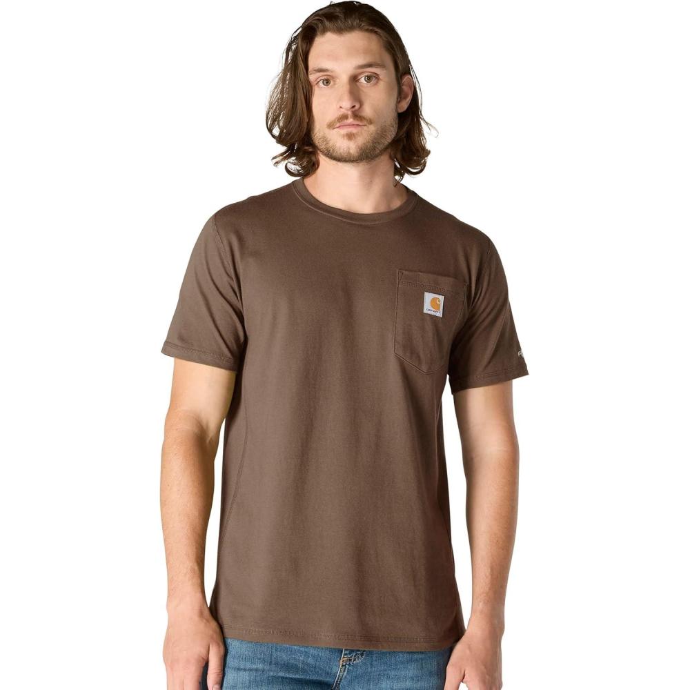 imageCarhartt Mens Force Relaxed Fit Midweight ShortSleeve Pocket TShirtSepia