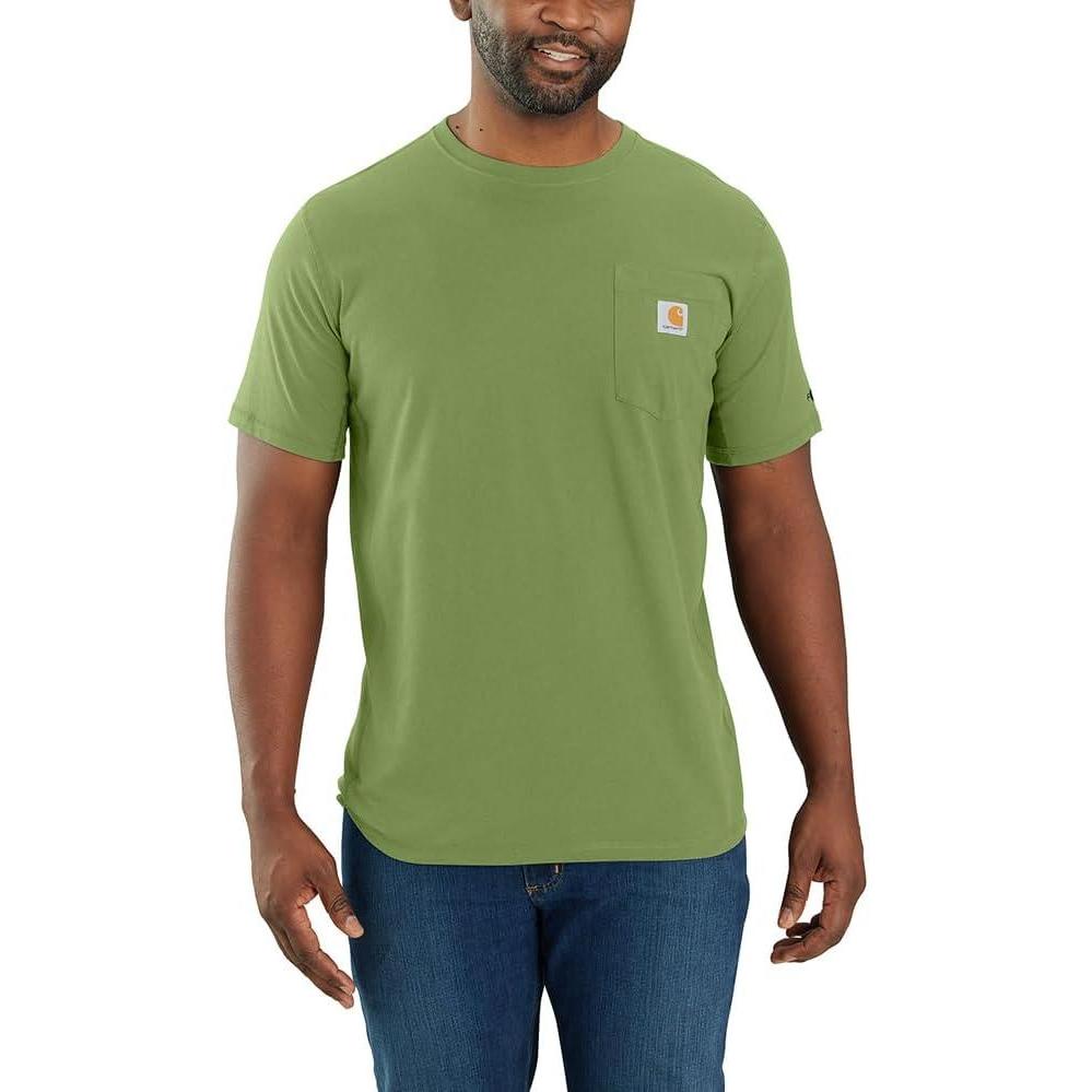 imageCarhartt Mens Force Relaxed Fit Midweight ShortSleeve Pocket TShirtSwitchgrass